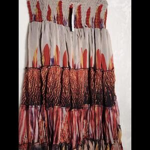 GB11 Chaundry Flare Peasant Maxi Skirt, M